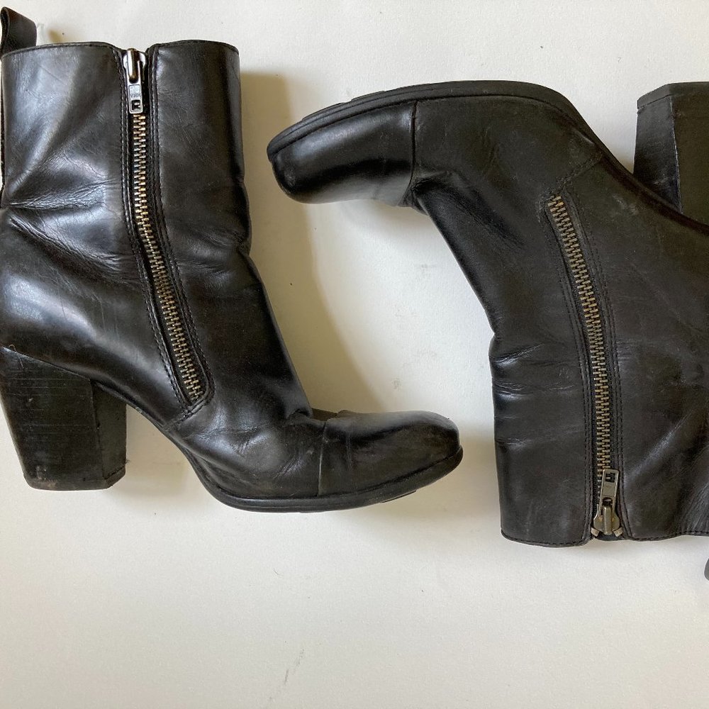 Born Black Leather Ankle High Chelsea Boots